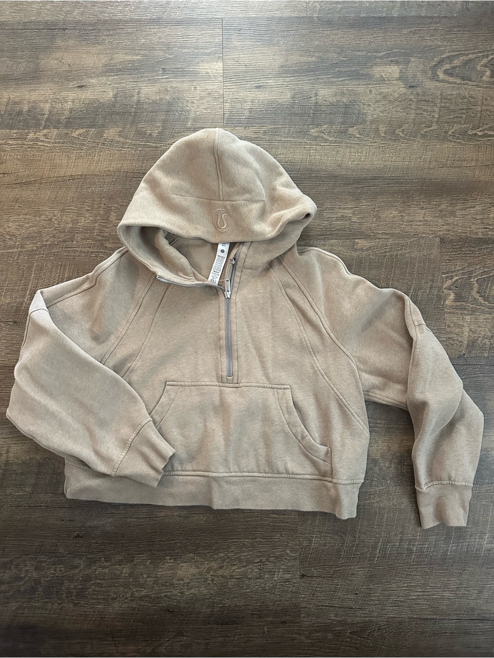 lululemon athletica Beige Cropped Half-Zip Hoodie